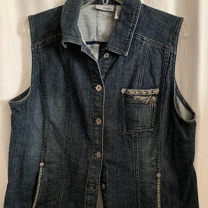 Chico's Platinum Denim Sleeveless Vest Chicos Size 2